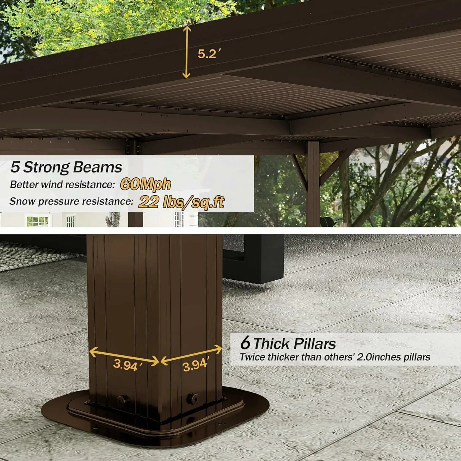 Galvanized Steel Wall-Mounted Hardtop Gazebo