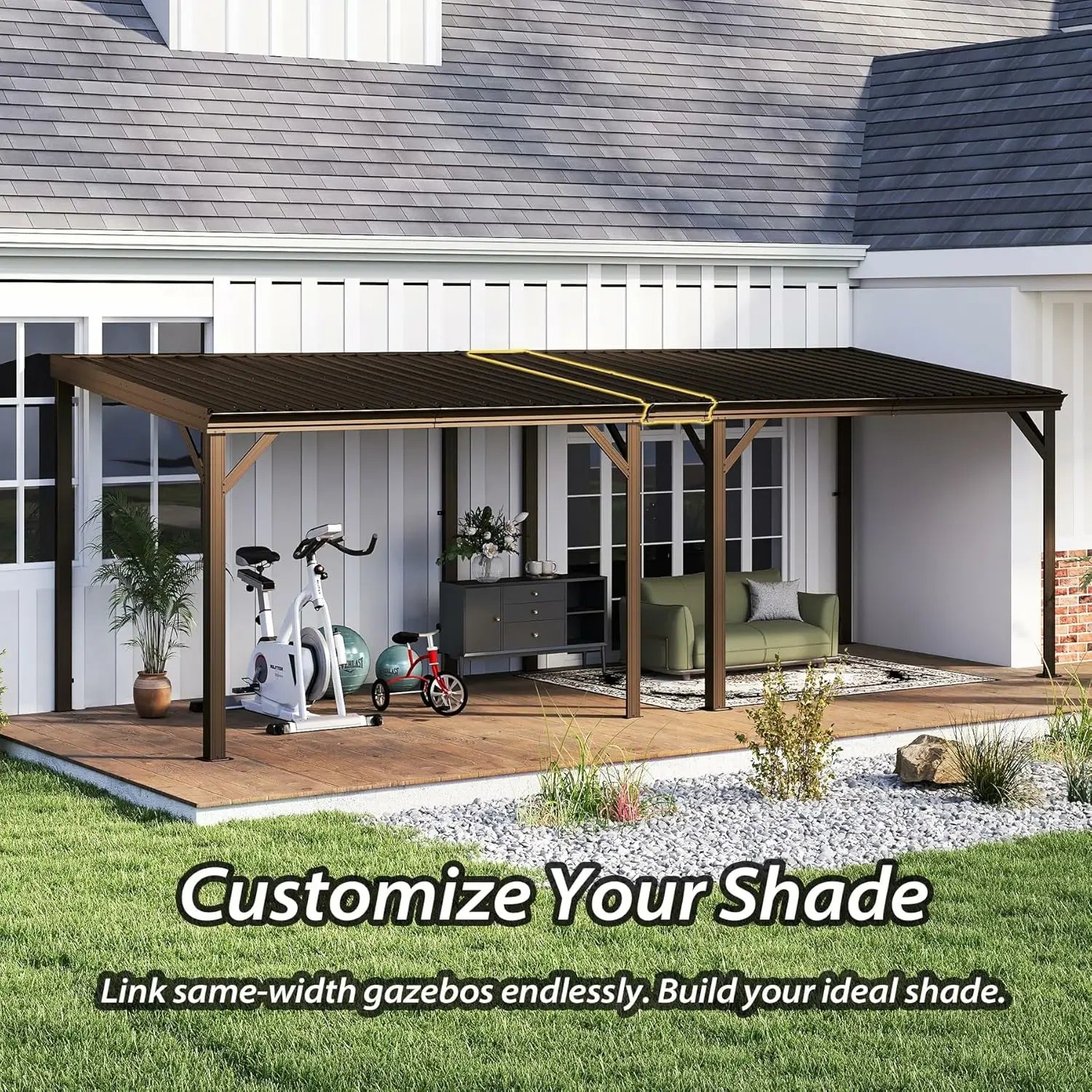 Galvanized Steel Wall-Mounted Hardtop Gazebo