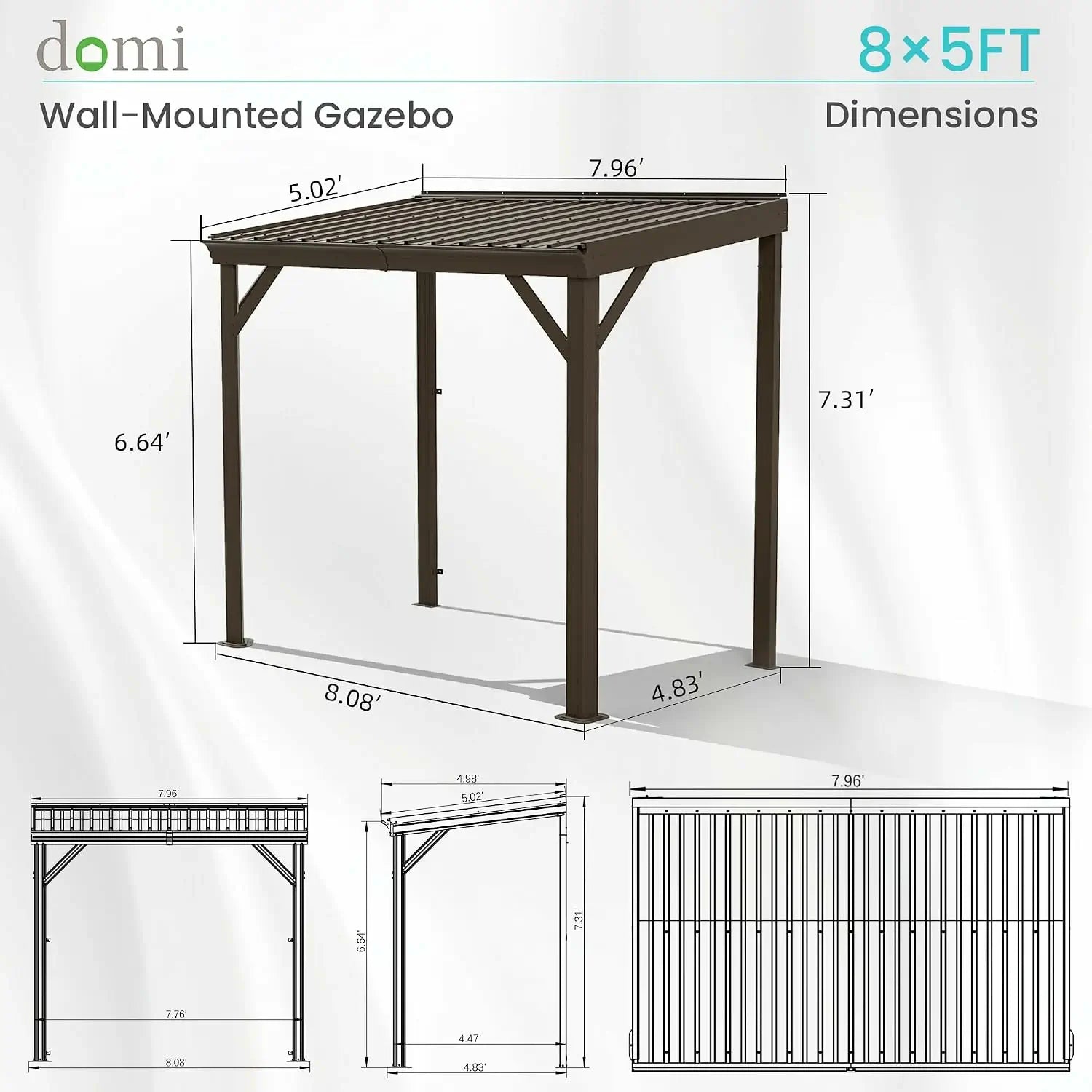 Galvanized Steel Wall-Mounted Hardtop Gazebo