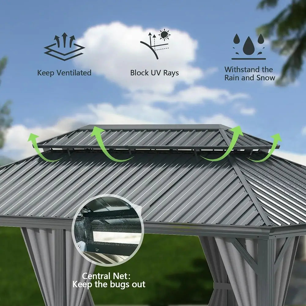 Domi Outdoor Living hardtop gazebo gray#size_12'x20'