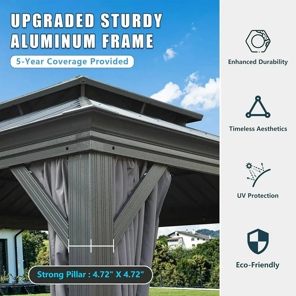 Domi Outdoor Living hardtop gazebo gray#size_12'x20'