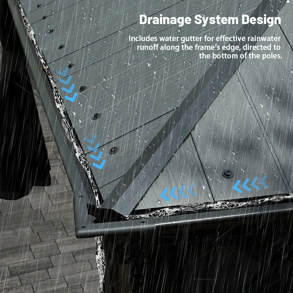 Galvanized Steel Hardtop Gazebo Dark Gray with Resin Roof & Gutters