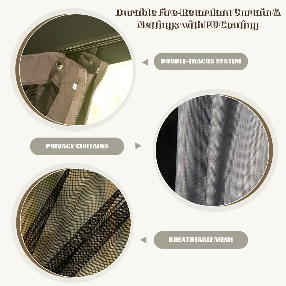 Galvanized Steel Hardtop Gazebo Dark Gray with Resin Roof & Gutters