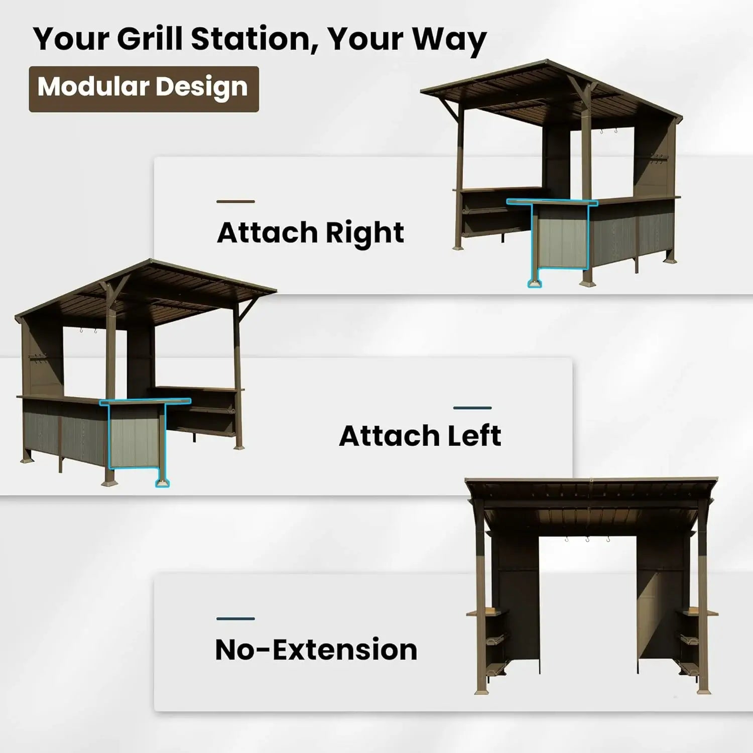 9' x 10' Hardtop Grill Gazebo w/ Expansion Platform
