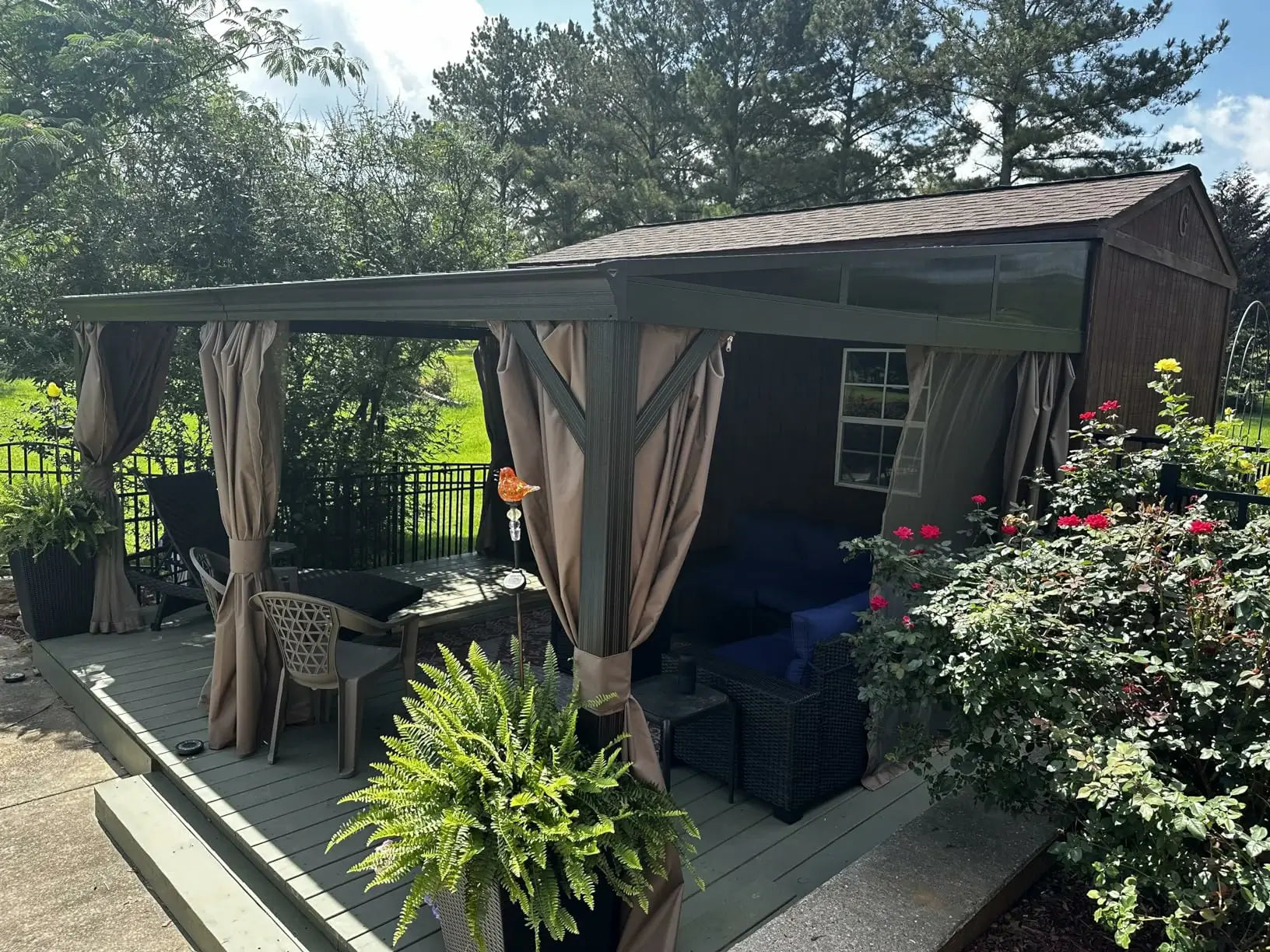 Wall-Mounted Gazebo with Drainage Gutters#size_12'x16'