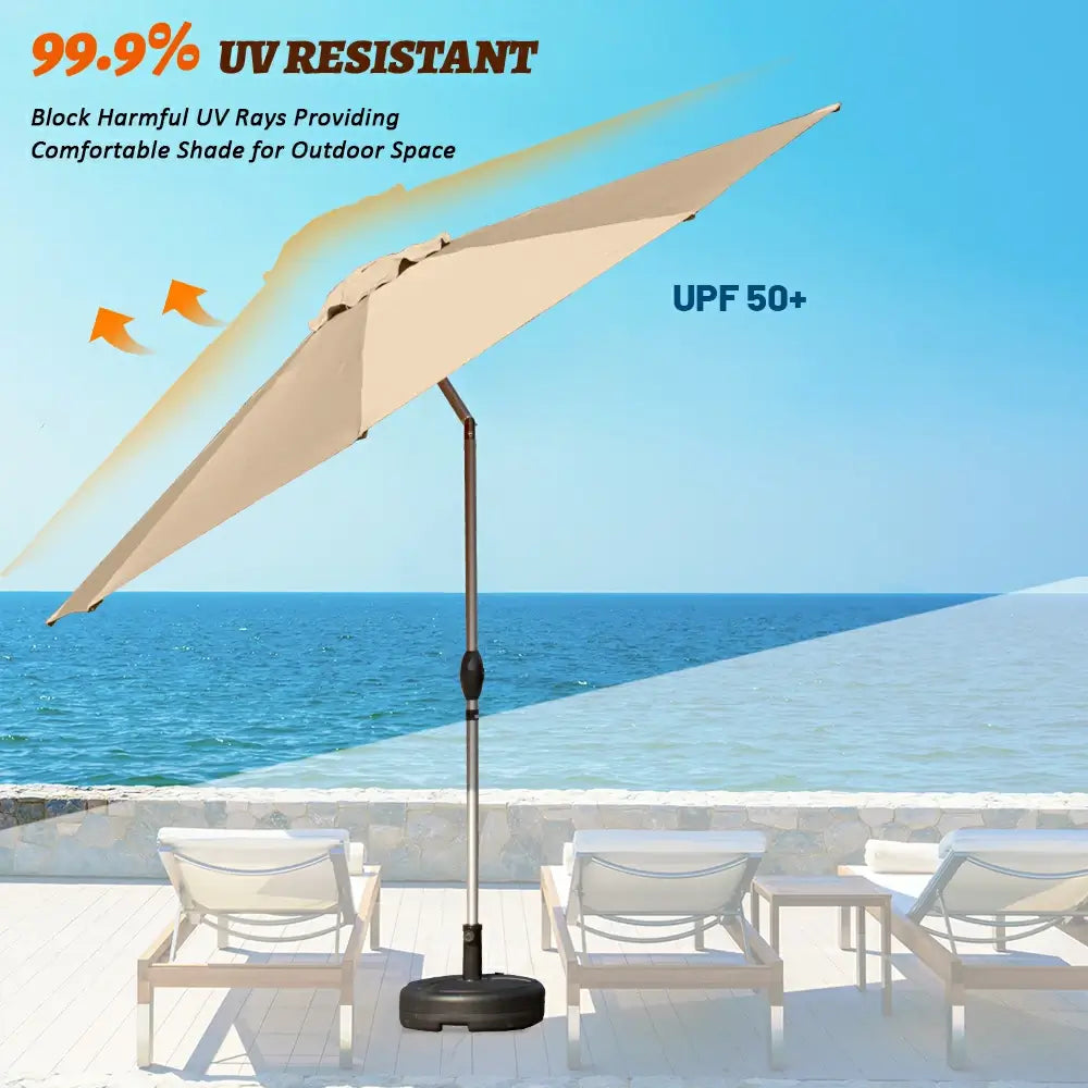 Patio Umbrella - 10 FT Aluminum Round Market Umbrella