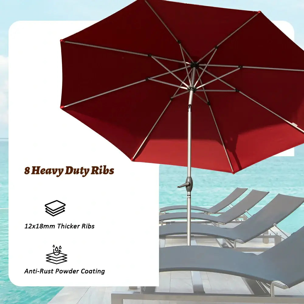 Patio Umbrella - 10 FT Aluminum Round Market Umbrella