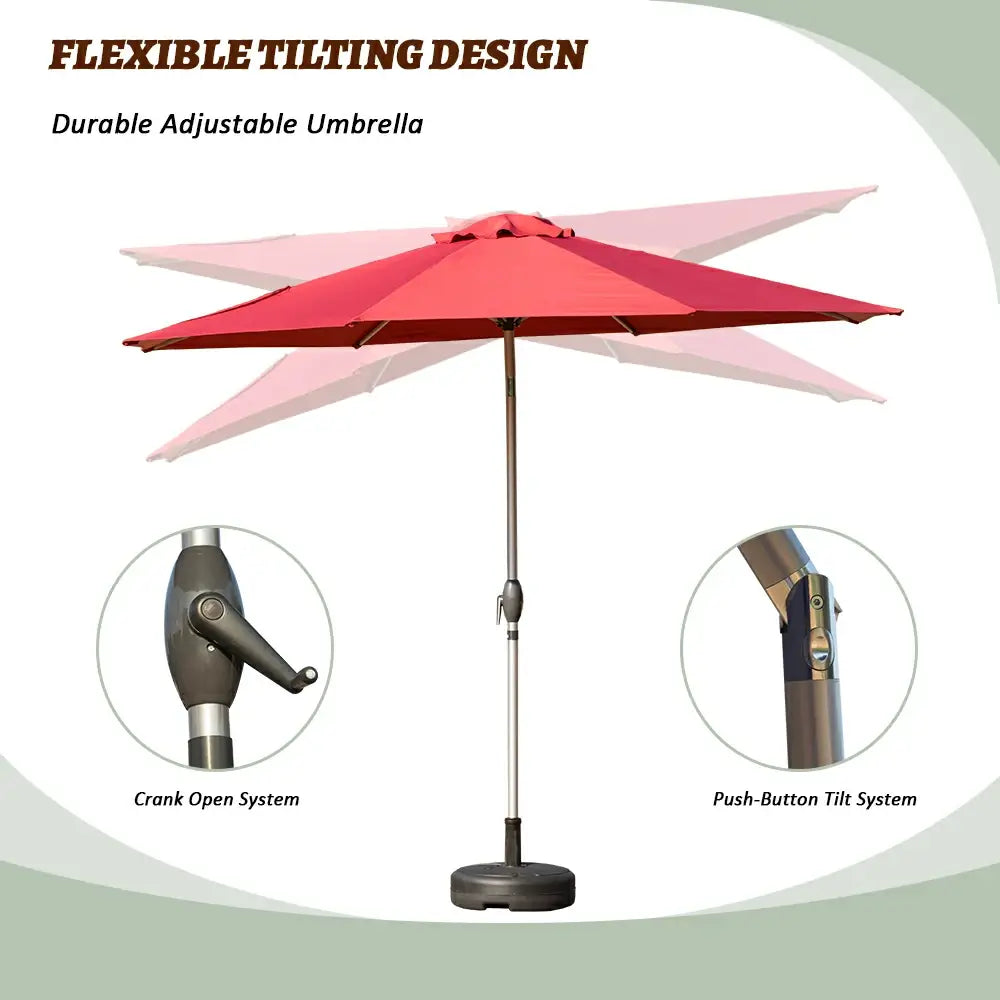 Patio Umbrella - 10 FT Aluminum Round Market Umbrella
