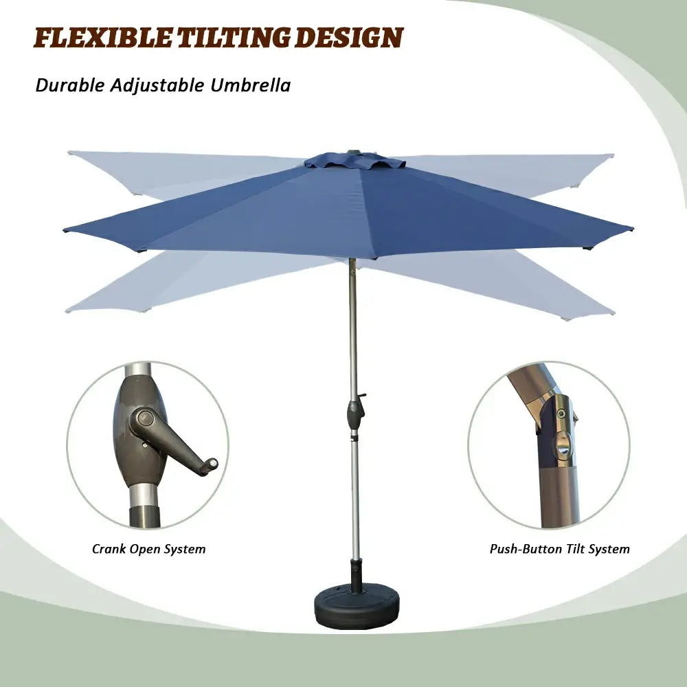 Patio Umbrella - 10 FT Aluminum Round Market Umbrella