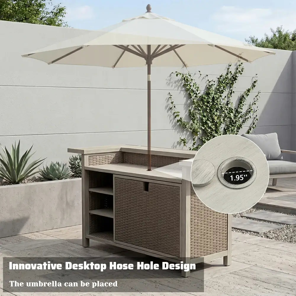 Modern Gray Wicker & Aluminum Outdoor Bar Table
