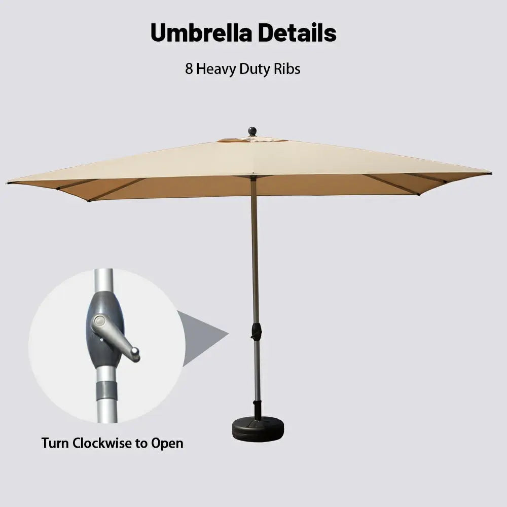Patio Umbrella - 9FT x 11.5 FT Aluminum Rectangular Market Umbrella