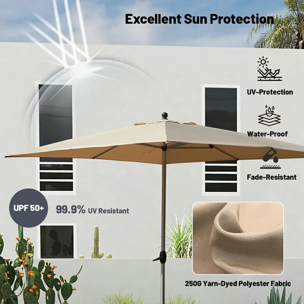 Patio Umbrella - 9FT x 11.5 FT Aluminum Rectangular Market Umbrella