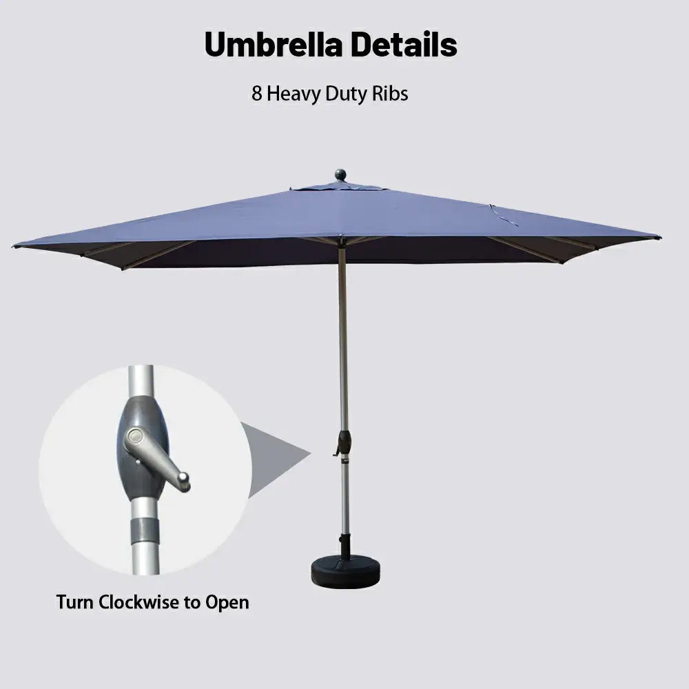 Patio Umbrella - 9FT x 11.5 FT Aluminum Rectangular Market Umbrella