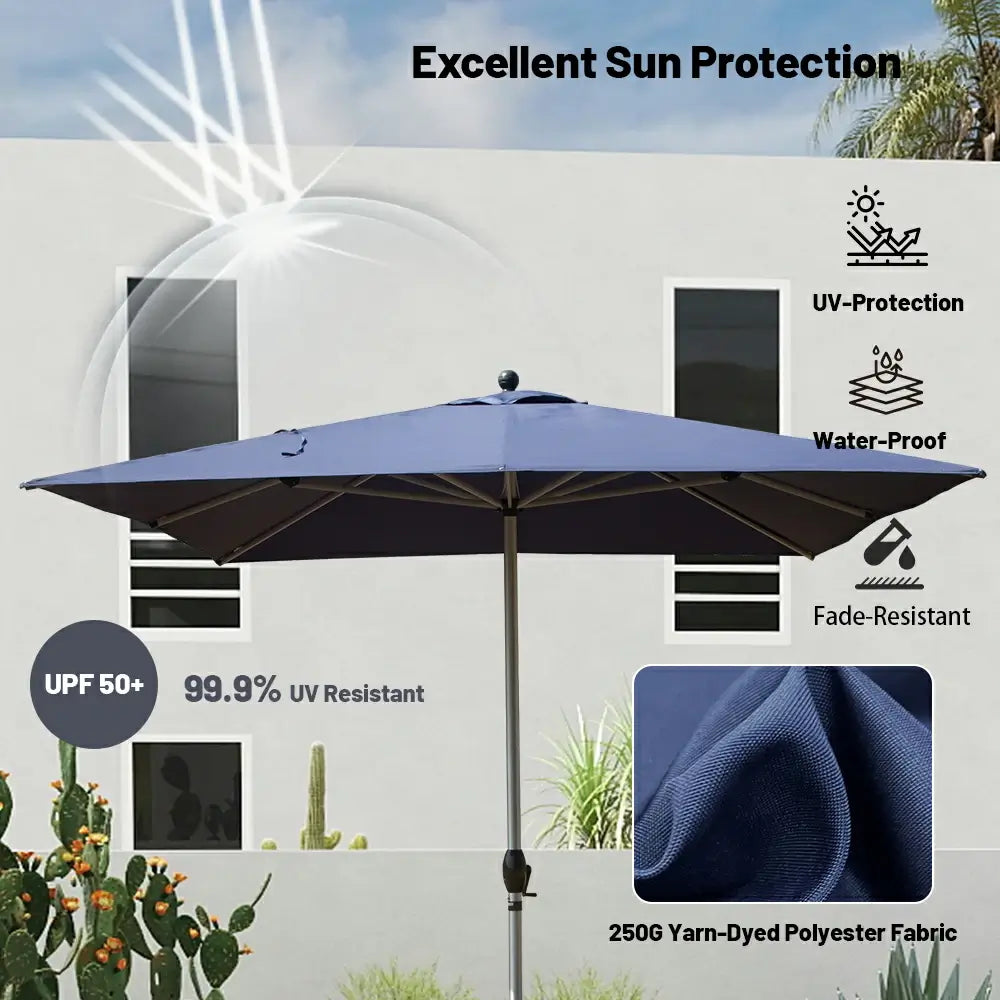 Patio Umbrella - 9FT x 11.5 FT Aluminum Rectangular Market Umbrella