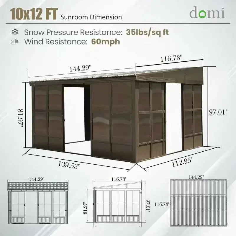Domi wall mounted sunroom#size_10'x12'