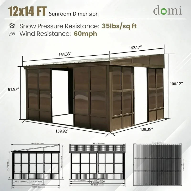 Domi wall mounted sunroom#size_12'x14'