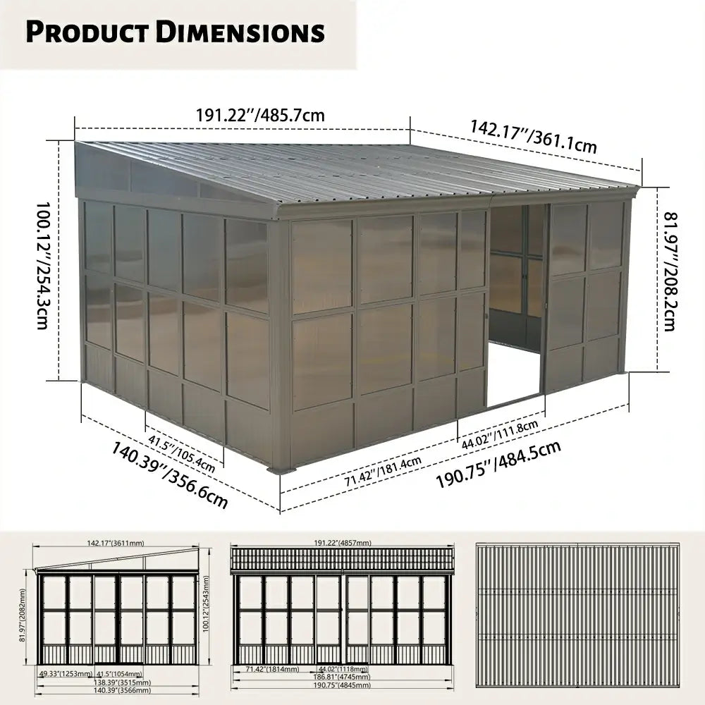 Domi wall mounted sunroom#size_12'x16'
