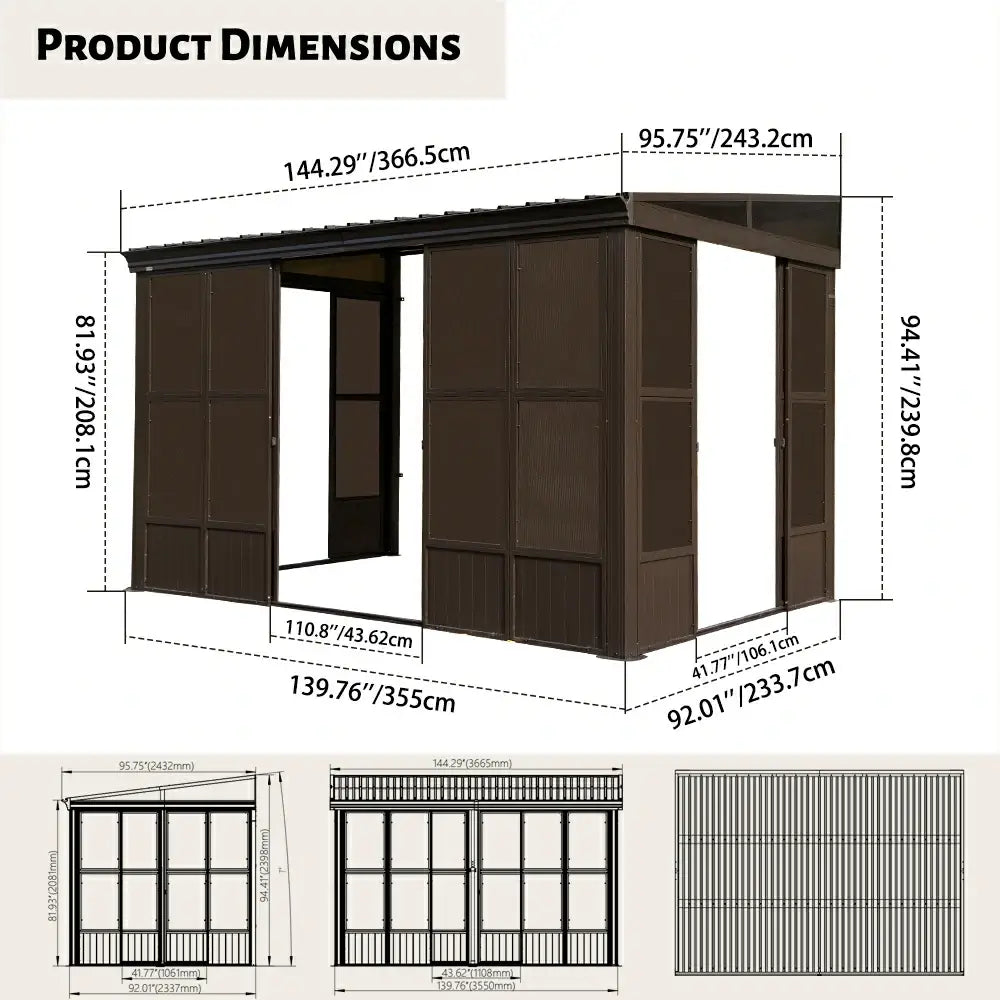 Domi wall mounted sunroom#size_8'x12'