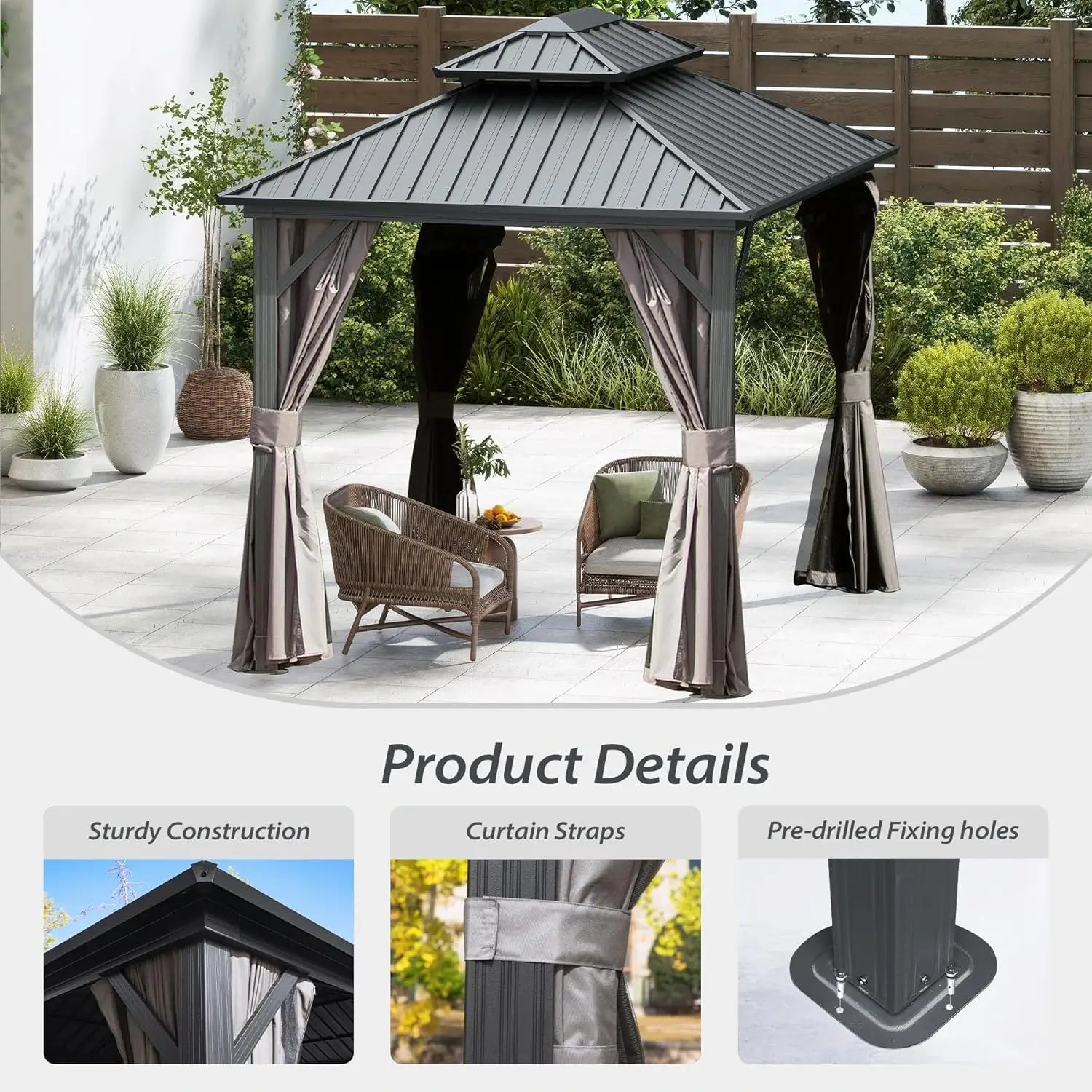 Domi Outdoor Living Hardtop Gazebo#size_8'x10'