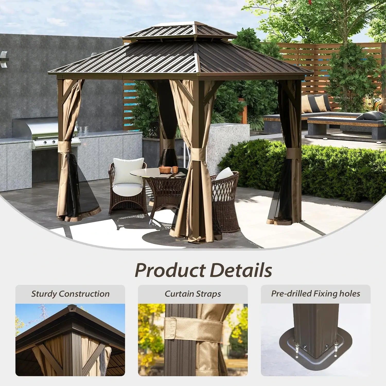 Domi Outdoor Living Hardtop Gazebo#size_8'x10'
