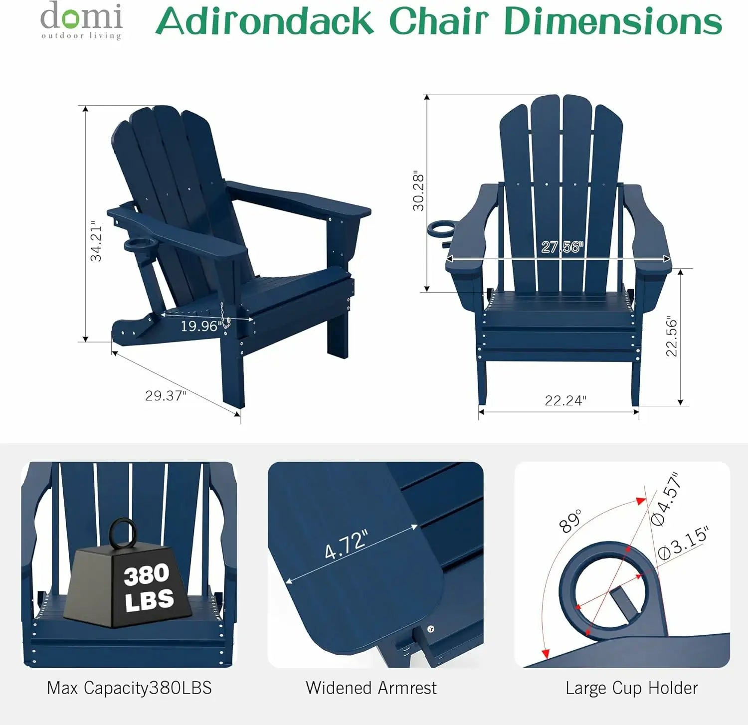 Domi Outdoor Living Adirondack Chairs#color_Dark Blue
