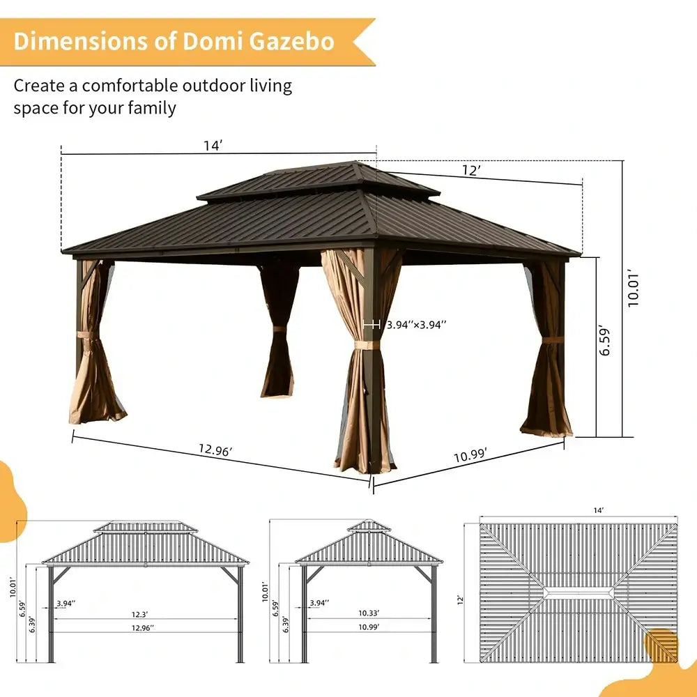Domi Outdoor Living Hardtop Gazebo#size_12'x14'