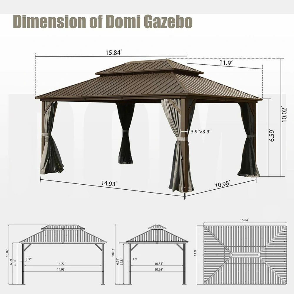 Domi Outdoor Living Hardtop Gazebo#size_12'x16'