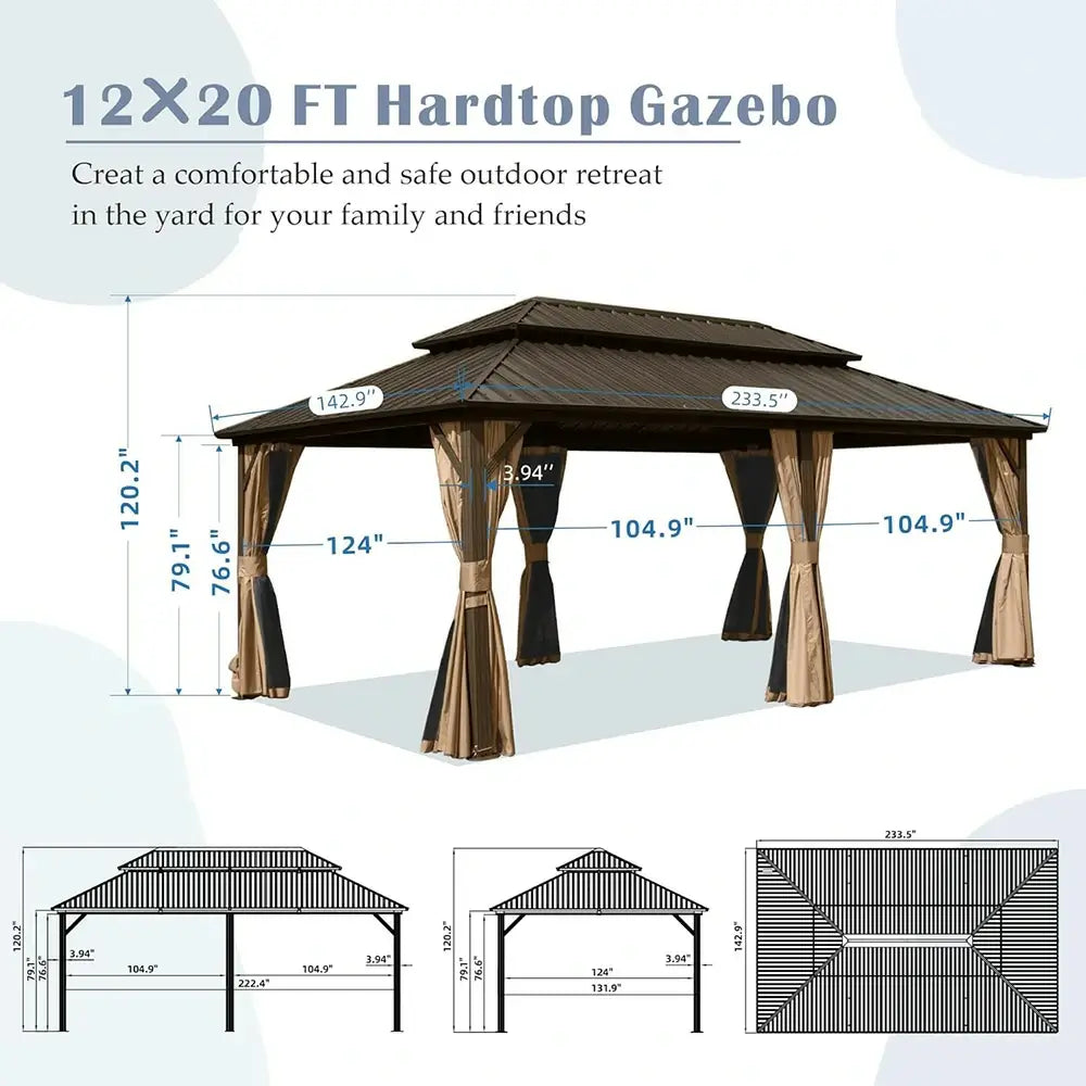 Domi Outdoor Living Hardtop Gazebo#size_12'x20'
