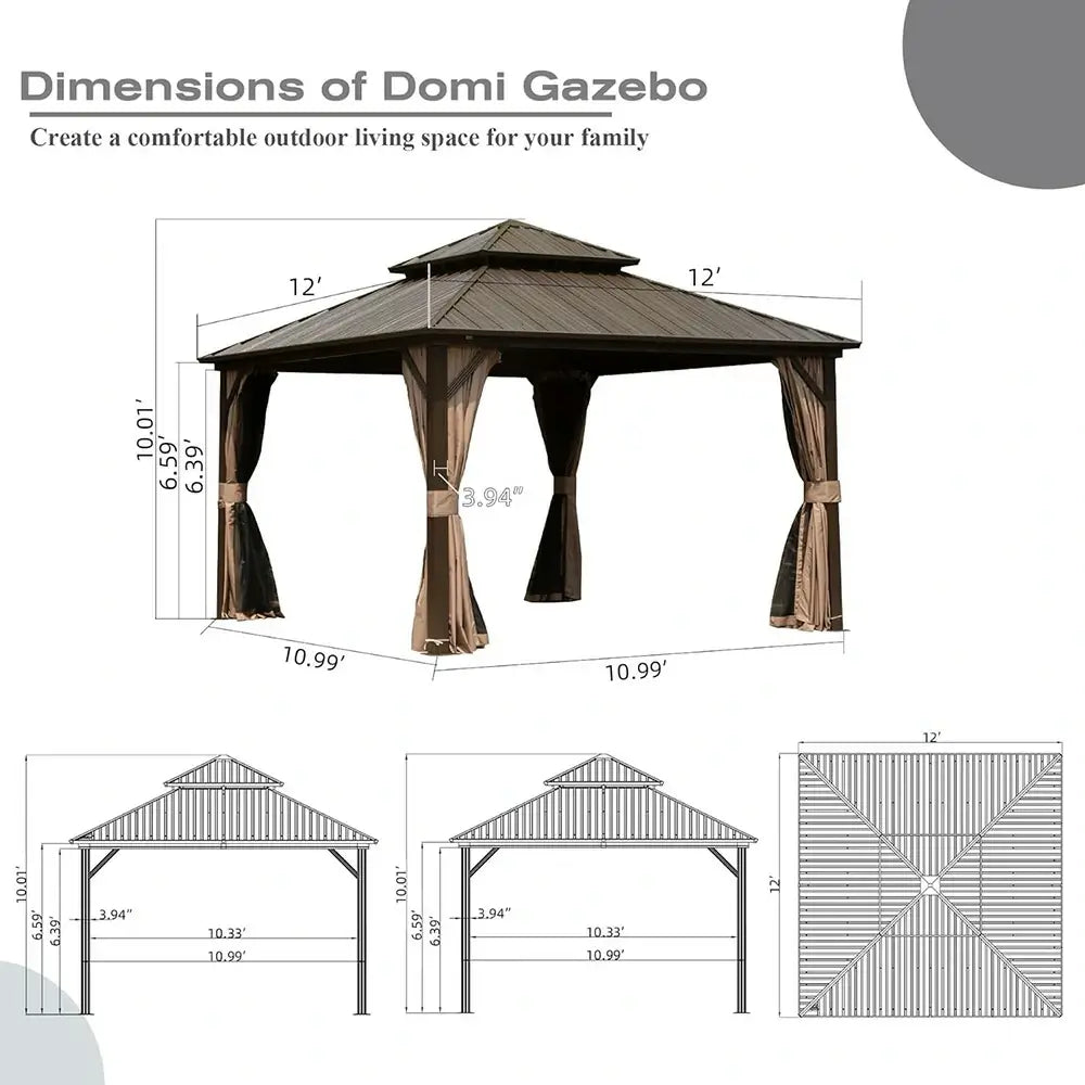 Domi Outdoor Living Hardtop Gazebo#size_12'x12'