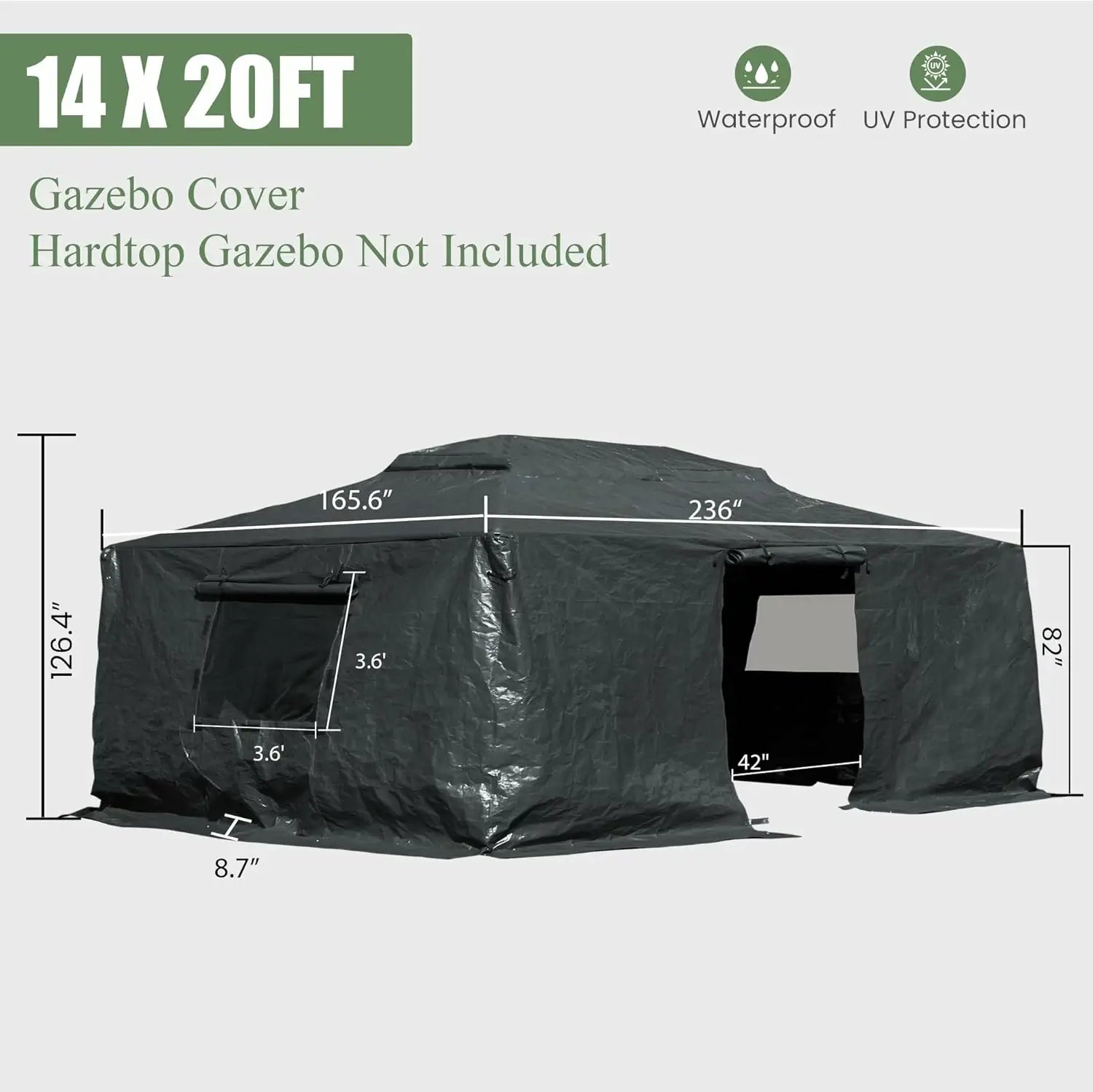 Gray Gazebo Cover#size_14' x 20'