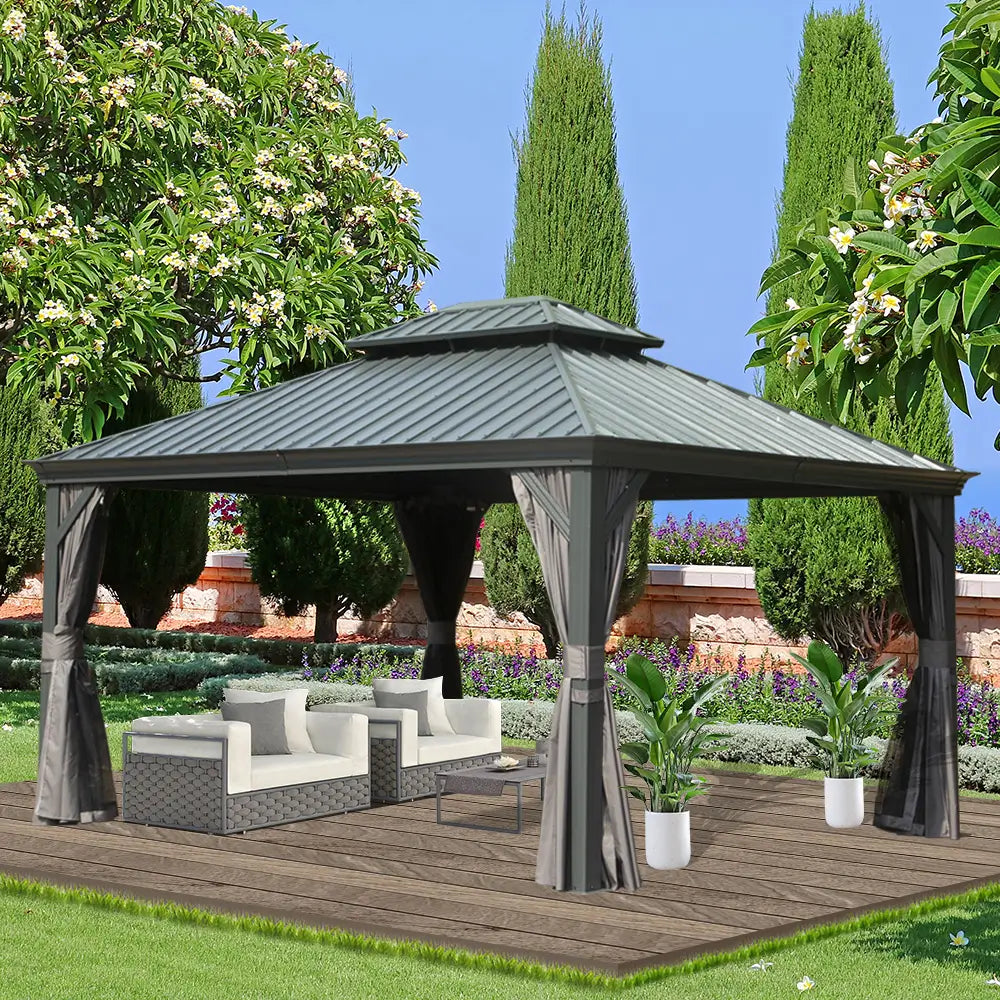 Domi Outdoor Living hardtop gazebo gray#size_10'x14'