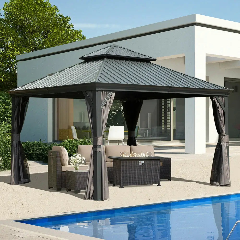 Domi Outdoor Living hardtop gazebo gray#size_12'x12'
