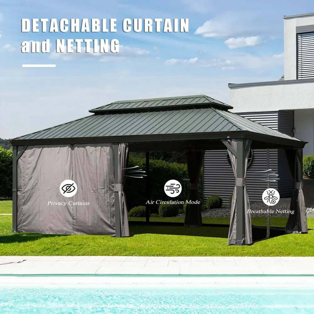 Domi Outdoor Living hardtop gazebo gray#size_12'x20'