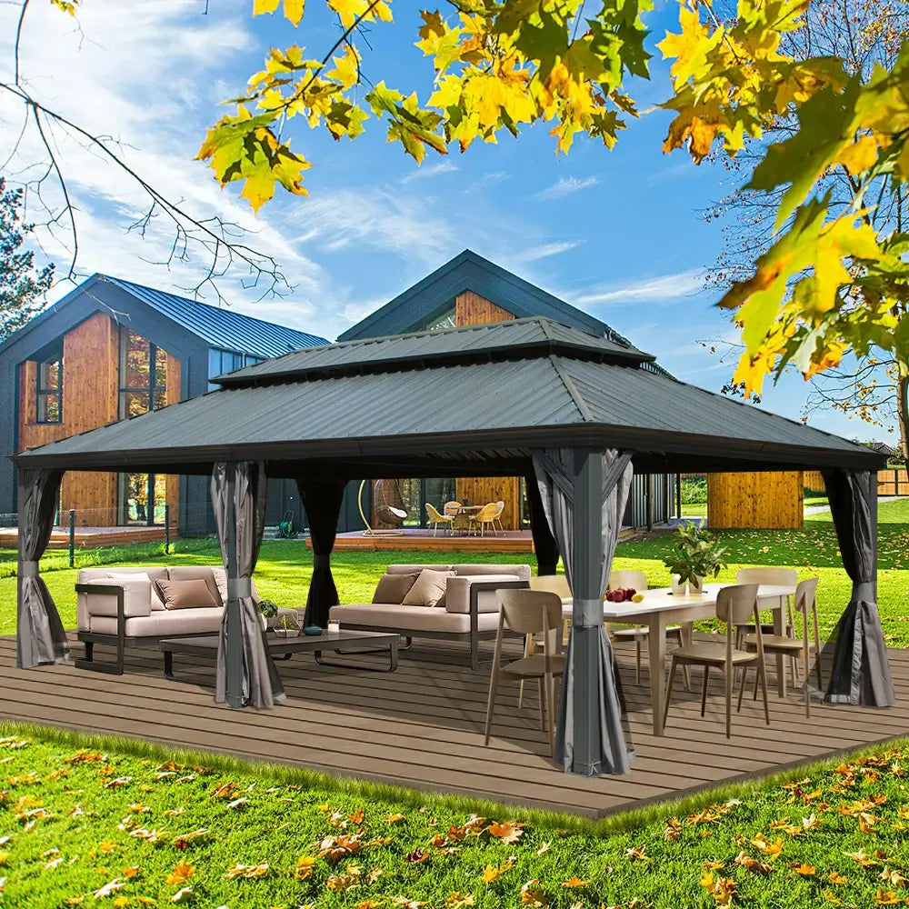 Domi Outdoor Living hardtop gazebo gray#size_14'x22'
