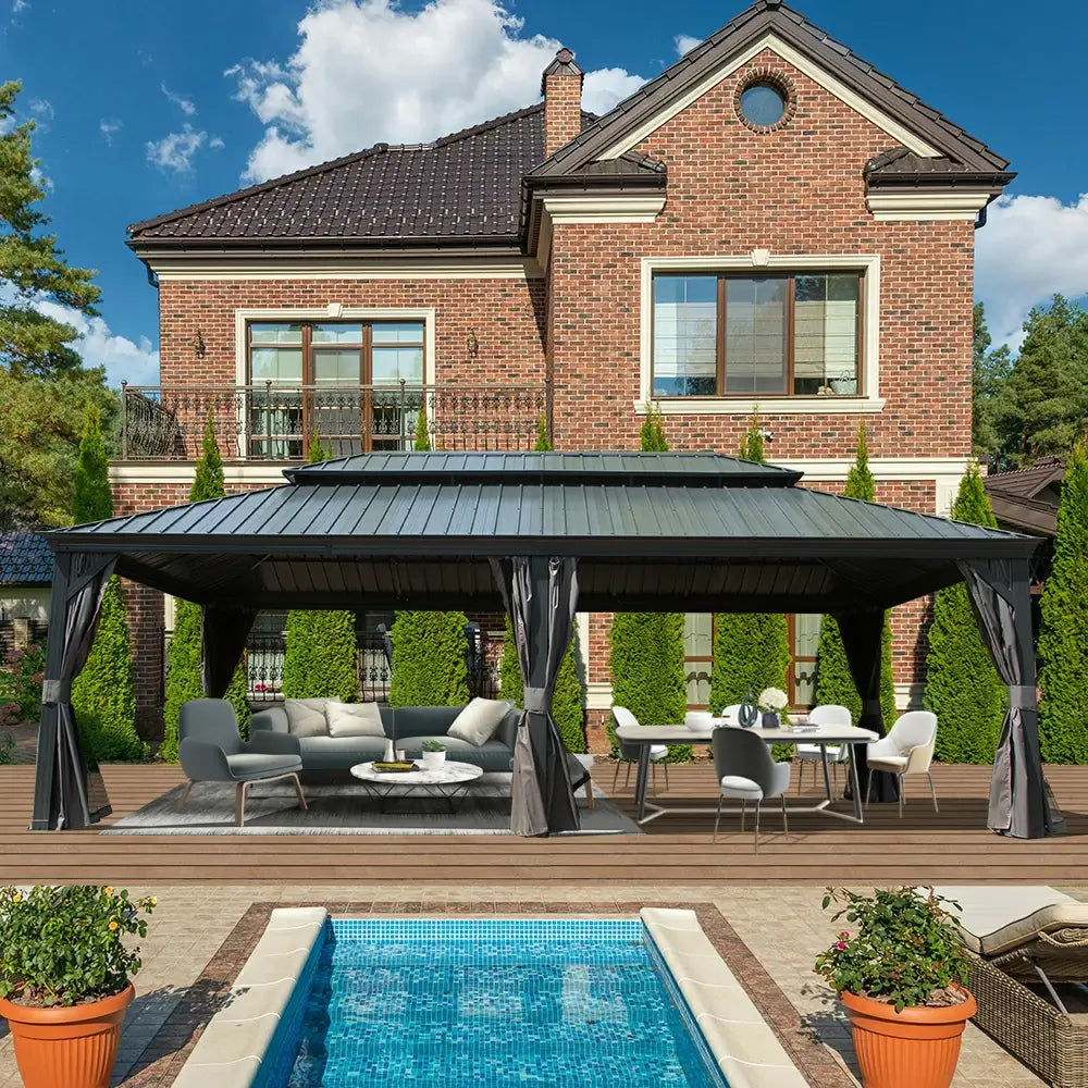 Domi Outdoor Living hardtop gazebo gray#size_14'x22'
