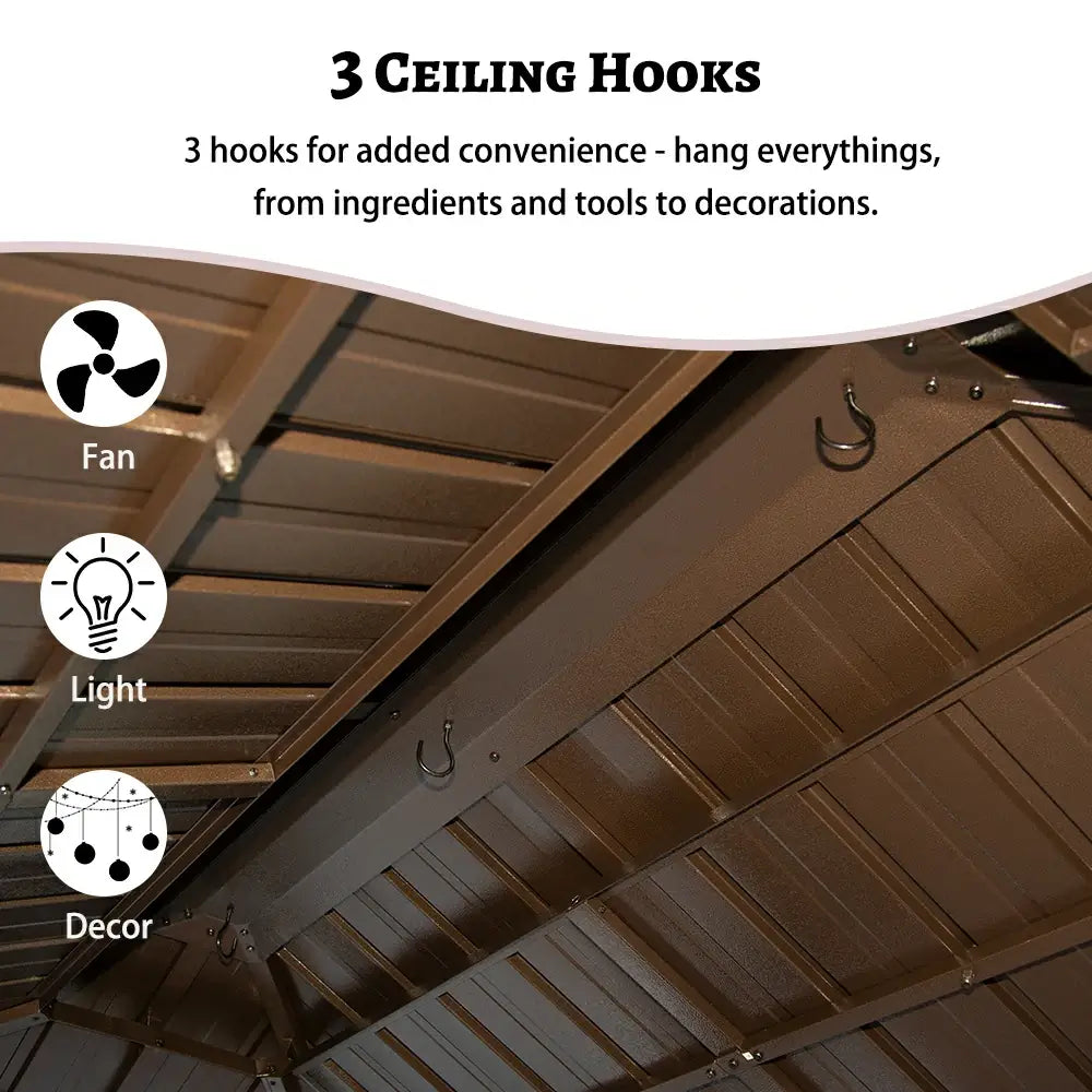 6' x 10' Hardtop Grill Gazebo with 2 Storage Cabinets