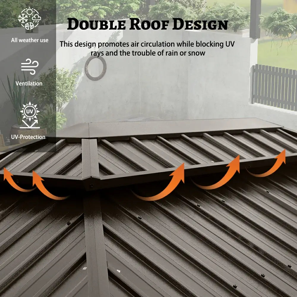 6' x 10' Hardtop Grill Gazebo with 2 Storage Cabinets