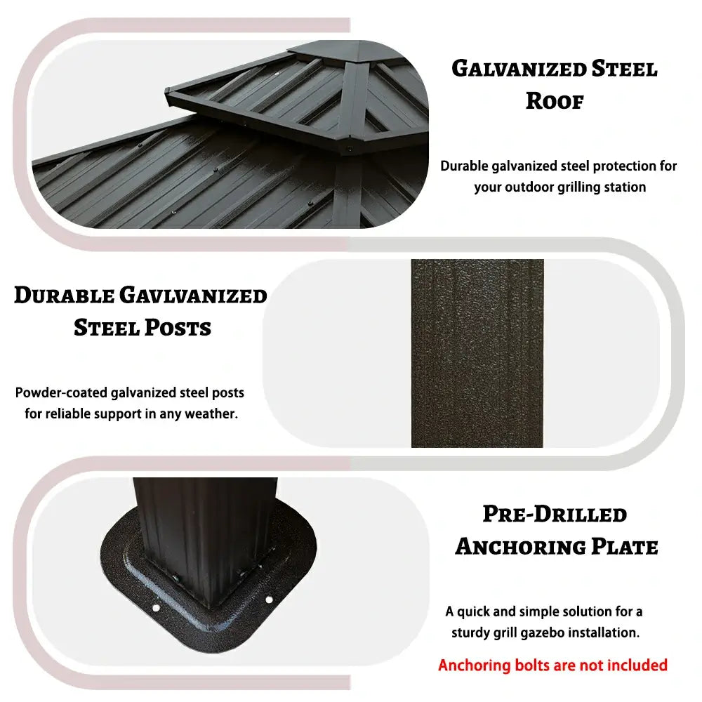 6' x 10' Hardtop Grill Gazebo with 2 Storage Cabinets