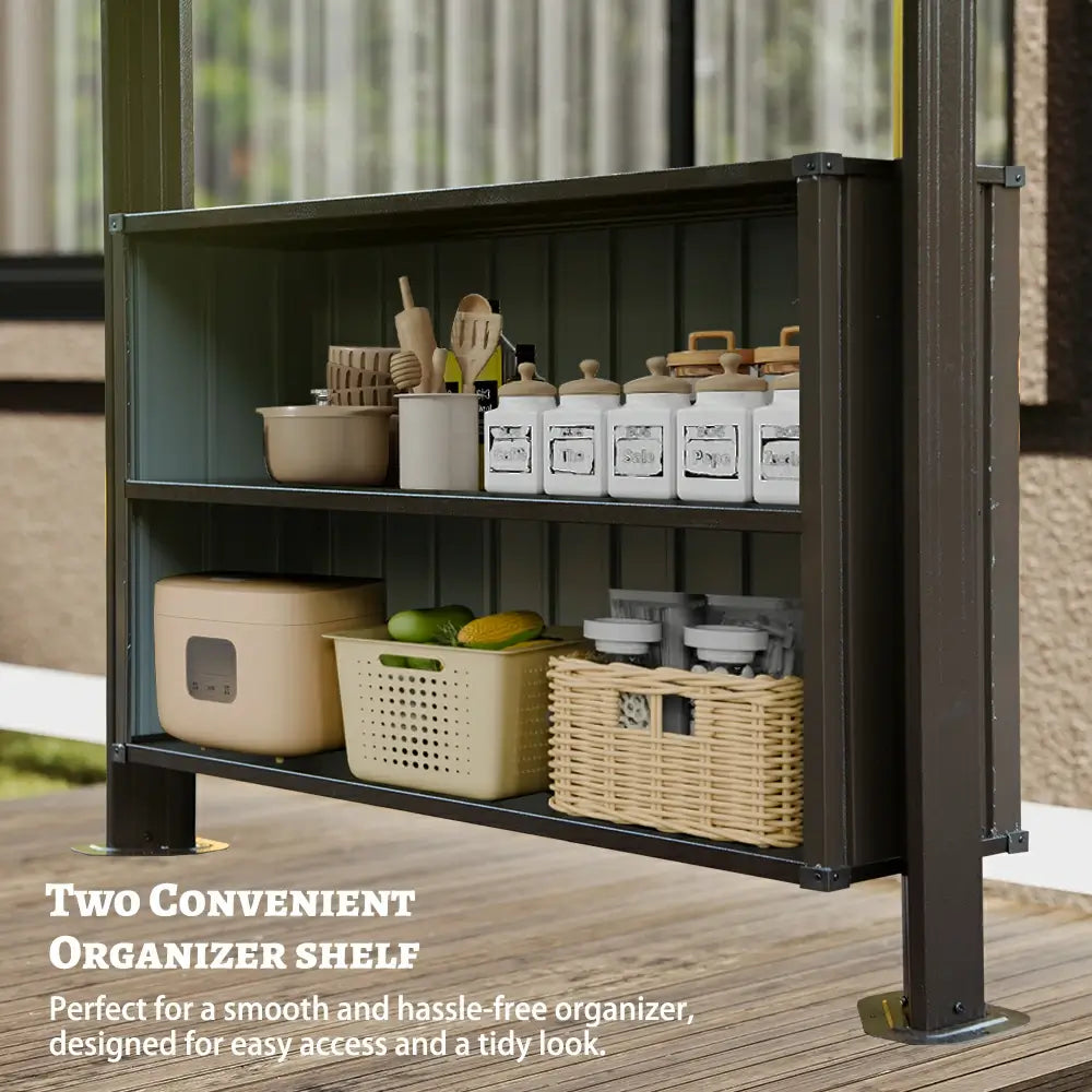 6' x 10' Hardtop Grill Gazebo with 2 Storage Cabinets