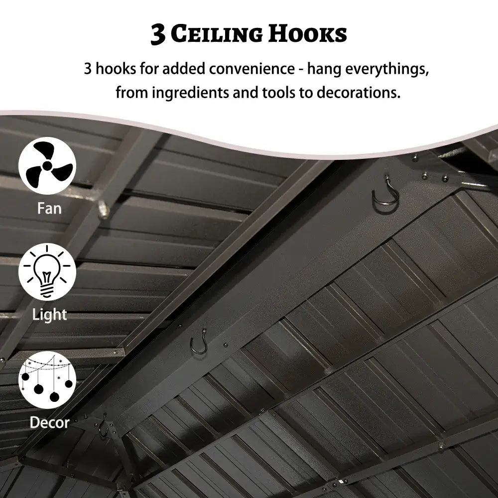 6' x 10' Hardtop Grill Gazebo with 2 Storage Cabinets