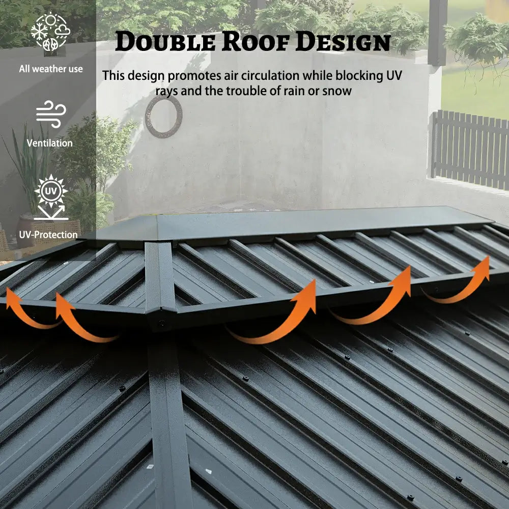 6' x 10' Hardtop Grill Gazebo with 2 Storage Cabinets