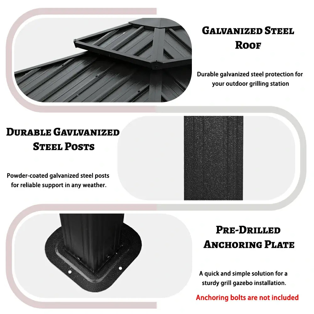 6' x 10' Hardtop Grill Gazebo with 2 Storage Cabinets