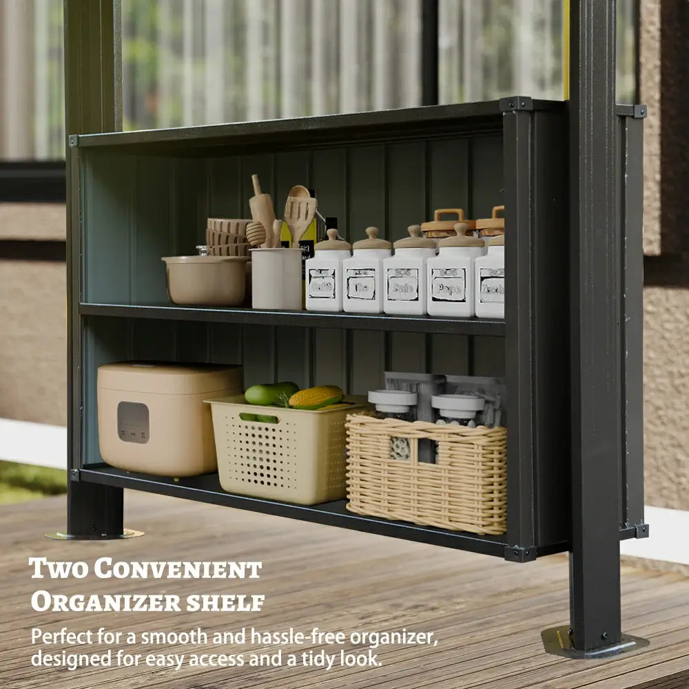 6' x 10' Hardtop Grill Gazebo with 2 Storage Cabinets