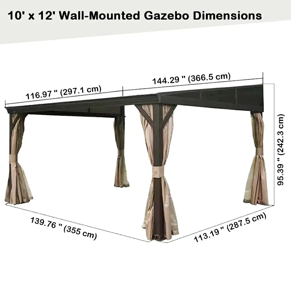 Wall-Mounted Gazebo with Drainage Gutters#size_10'x12'