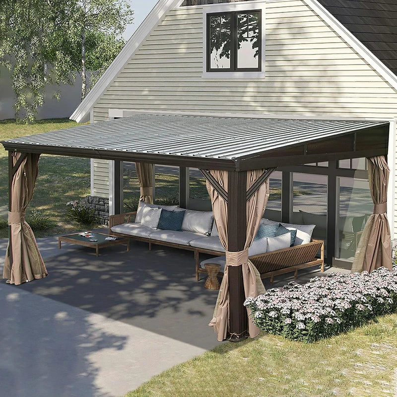 Wall-Mounted Gazebo with Drainage Gutters#size_10' x 12'