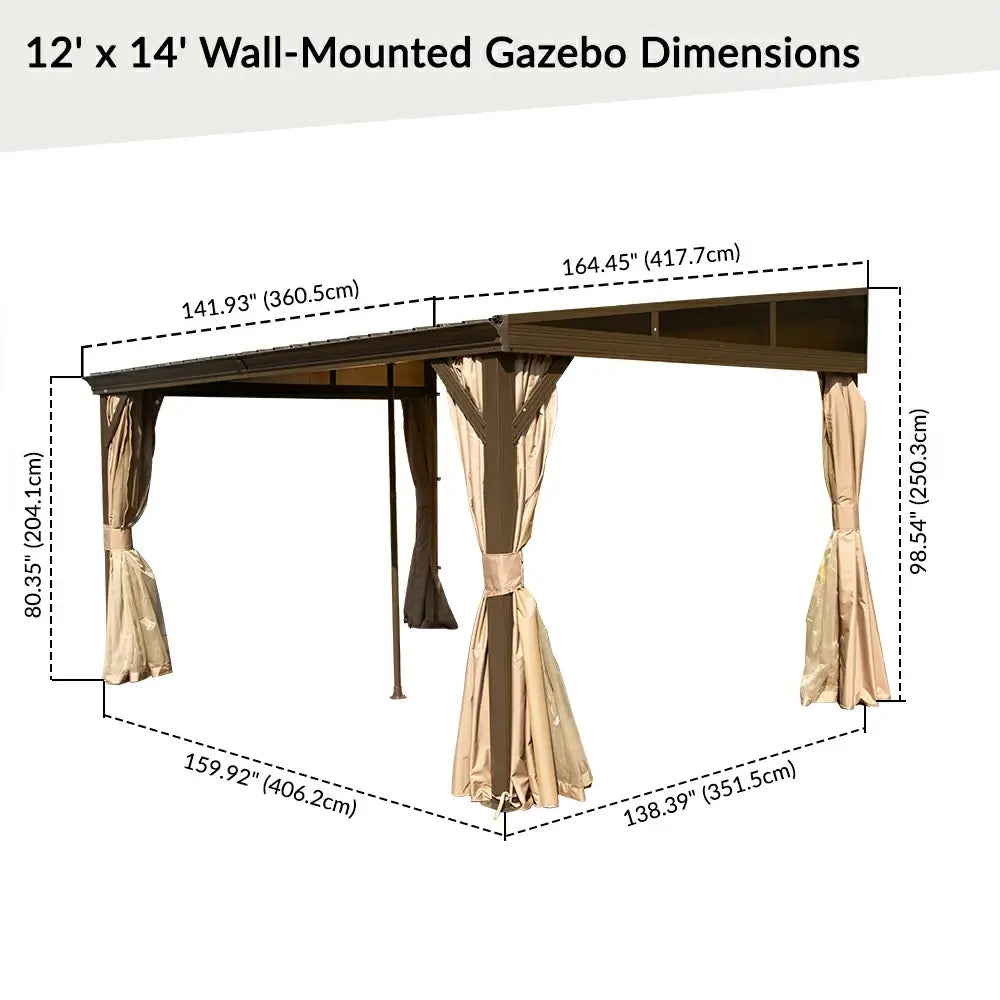 Wall-Mounted Gazebo with Drainage Gutters#size_12'x14'