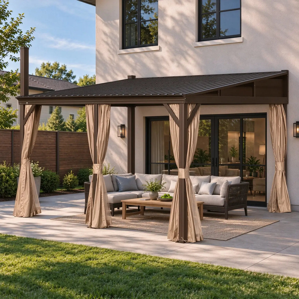 Wall-Mounted Gazebo with Drainage Gutters#size_12'x16'
