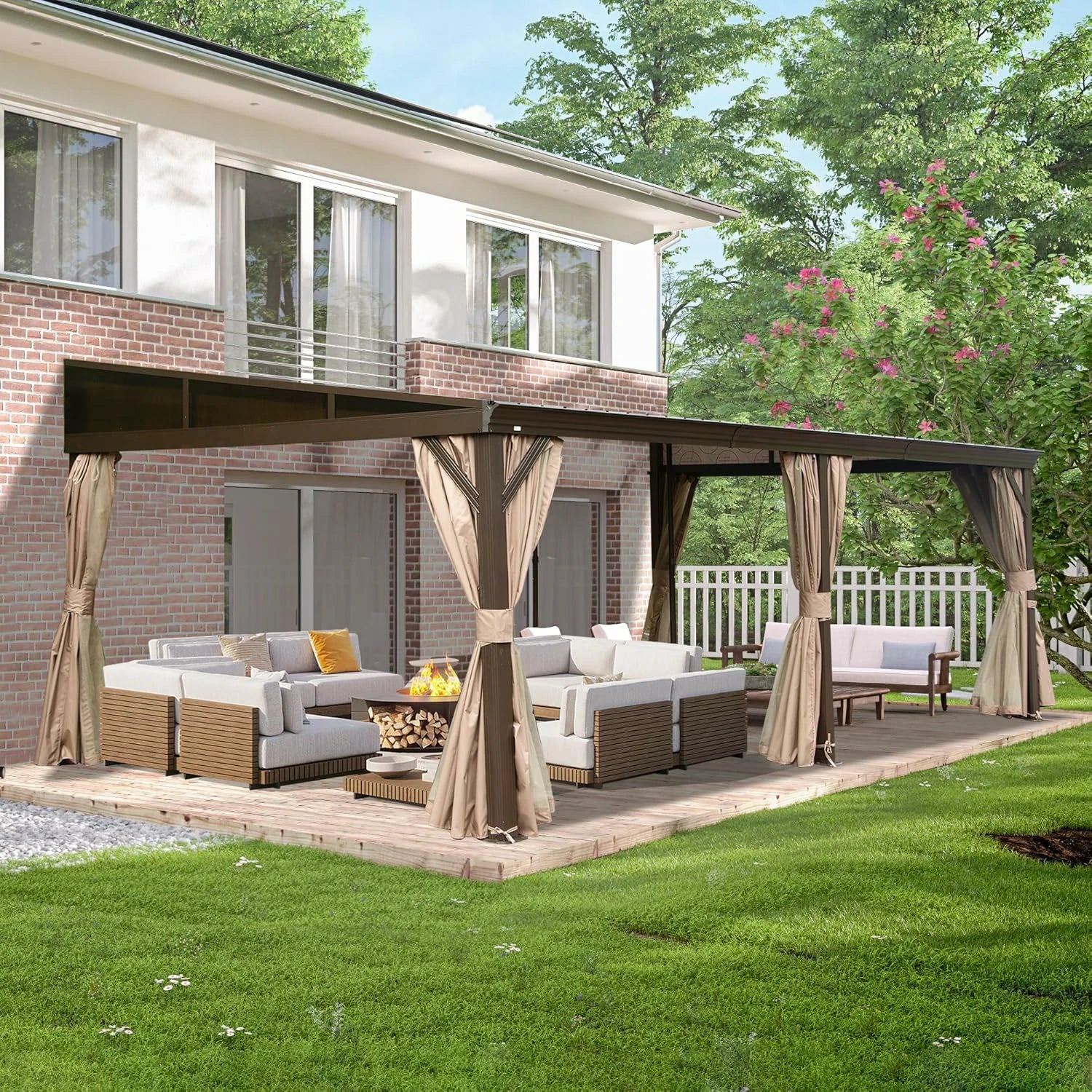 Wall-Mounted Gazebo with Drainage Gutters#size_12' × 20'