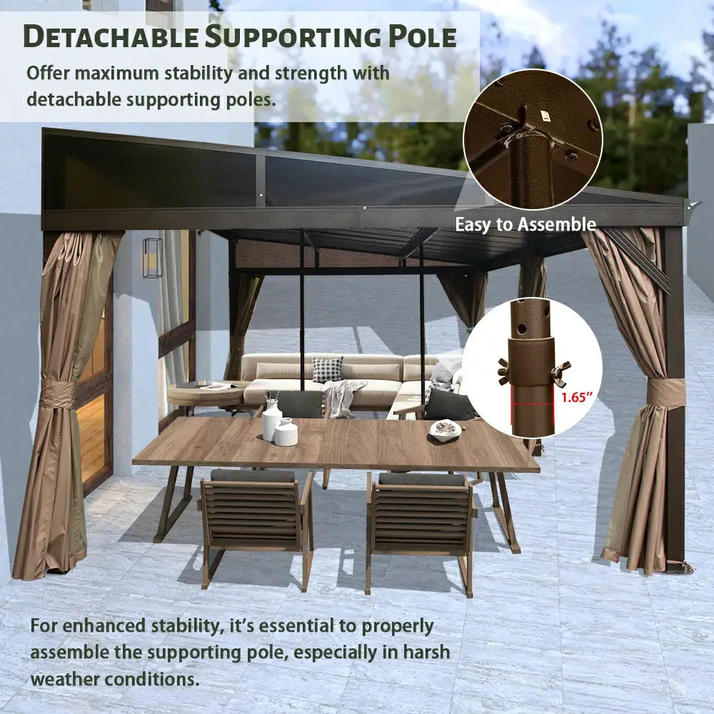 Wall-Mounted Gazebo with Drainage Gutters#size_12' x 20'