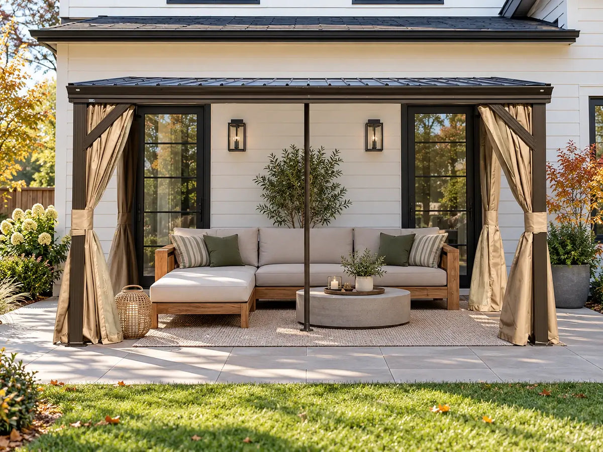 Wall-Mounted Gazebo with Drainage Gutters#size_8'×12'